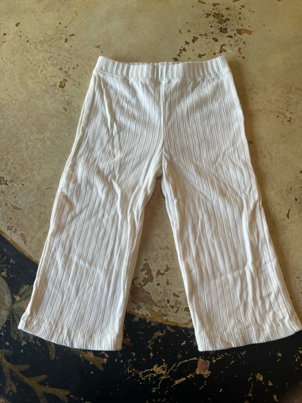Old Navy White Ribbed Wide-Leg Kids Leggings